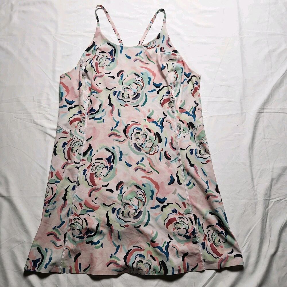Athleta Womens Large Infinity Floral Dress Built In Bra Pink